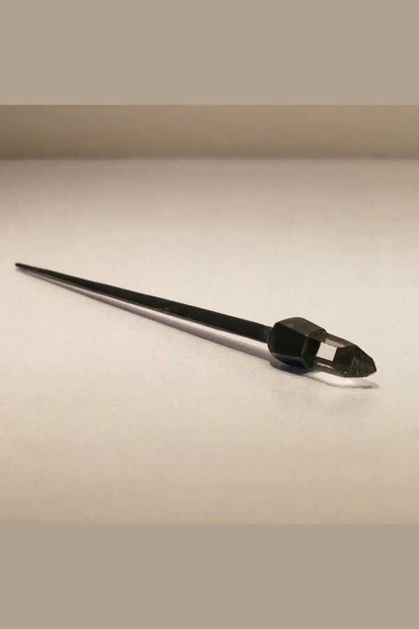 Parts of Four Chopstick Gem Hairpin Collection PS4-1236-2-KA+LEM-HYHCYLMLYSY Black Oxidized Sterling Silver+Lemurian Quartz PPOF4